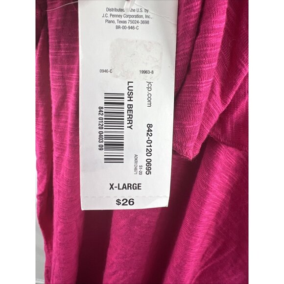 ana A New Approach XL Top Womens Sleeveless Ruffled V-Neck Fuchsia Pink - Picture 7 of 9